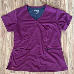 Women’s Grey’s Anatomy + Spandex Stretch Burgundy Scrub Top, Size L